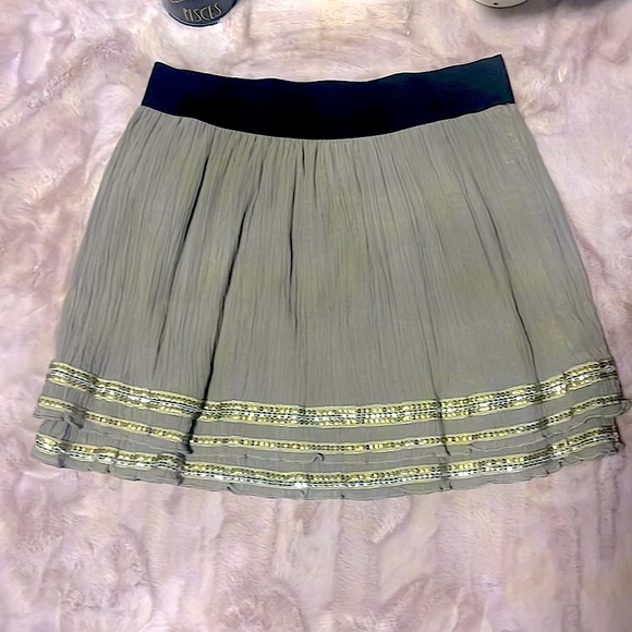 Free People Mushroom Layered Sequin Ruffle Trim A-Line Mini Skirt, Women’s Sz. S - Picture 4 of 10